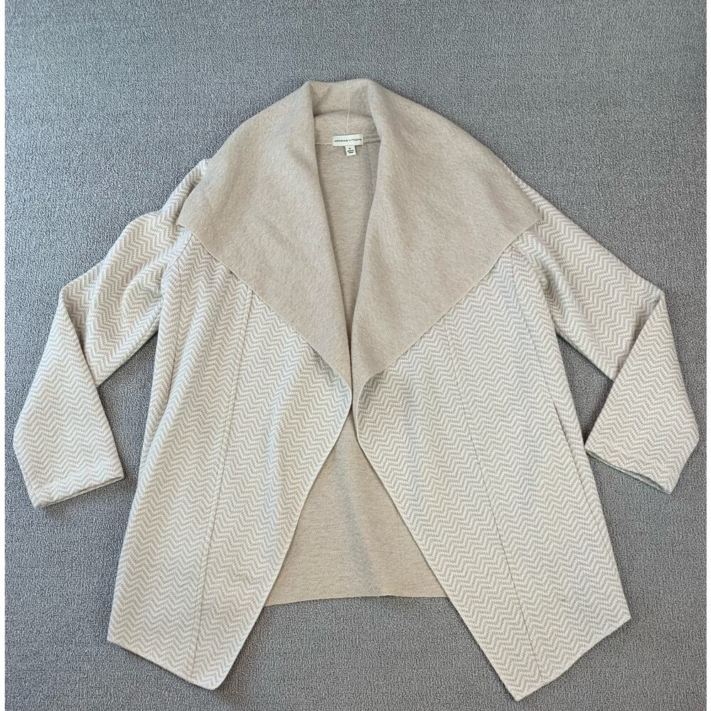 Adrienne Vittadini‎ Cardigan Waterfall Open Front Wool Blend Neutral Size XL